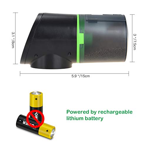 Petacc Automatic Fish Feeder Programmable Fish Food Dispenser Multi-Functional Fish Food Timer with LCD Display Screen and USB Charging Port, 200mL Capacity, Black (Black)