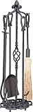 Uniflame, F-5803, 5 Pc Bronze Heavy Weight Fireset with Horseshoe Handle