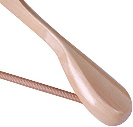 Cinlv Hanger Gugertree Wooden Extra-Wide Hangers Wood Coat Hangers Pant Hangers Natural Finish 4-Pack