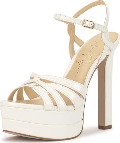 Jessica Simpson Womens, Itzari Double Platform Heeled Sandals, Bright White, 9.…