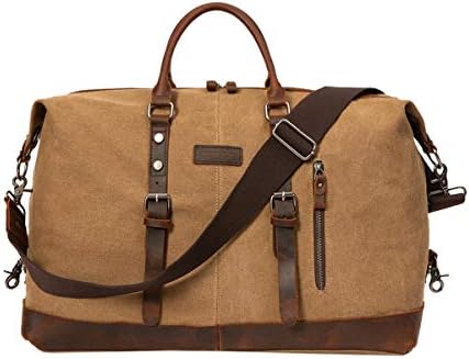 ORIENTAL GLORY Weekender Bag Mens ,Overnight Carry On Duffel Bag,Canvas Genuine Leather Duffler Bag For Men, Casual Bussiness Travel Bag (khaki) 1 ORIENTAL GLORY Weekender Bag Mens ,Overnight Carry On Duffel Bag,Canvas Genuine Leather Duffler Bag For Men, Casual Bussiness Travel Bag (khaki)