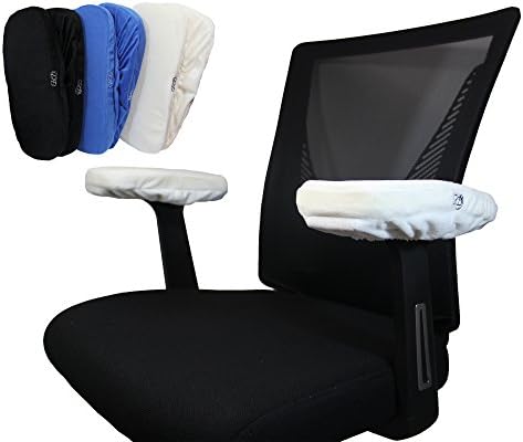 Memory Foam Office Chair Armrest Cushions - 2 Piece Set - Secure Fit and Maximum Comfort for Long Hours (Premium Ultra White)
