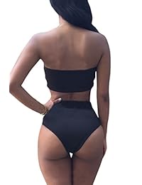 Reina rosada Traje de baño de dos piezas para dama, con cintura alta, correas desmontables y sostén con almohadillas.