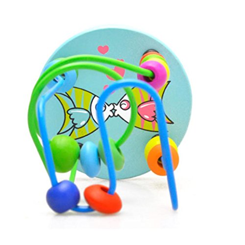 Morecome Baby Kids Educational Wooden Around Beads building blocks toys Infant Intelligence Toys (A)