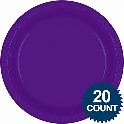 new purple 10 inches plastic plates 20 count