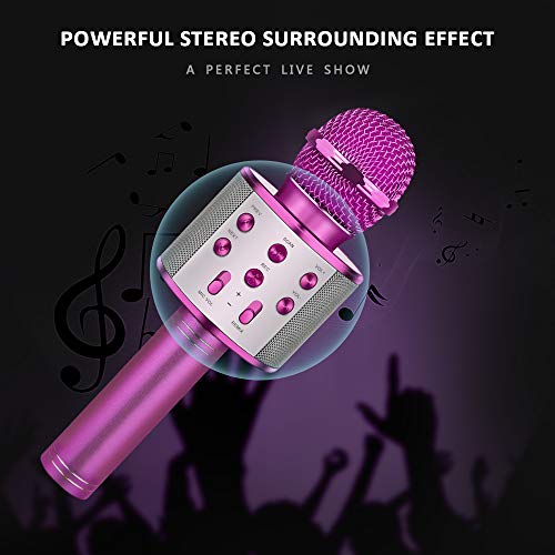 LET'S GO! Popular Toys for 4-12 Year Old Girls, DIMY Wireless Karaoke Microphone with Bluetooth Speaker Karaoke Microphone for Kids Top for Girls Age 4-12 Games Girls Age 4-12 Purple DMHK20 - Thumbnail 5