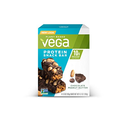 Vega Protein Snack Bar Chocolate Peanut Butter (4 Count) – Plant Based Vegan Protein Bars, Non Dairy, Gluten Free, Non GMO