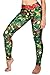 Womens Wide Waistband Christmas Bells Patterned Leggings Deep Green Free Size