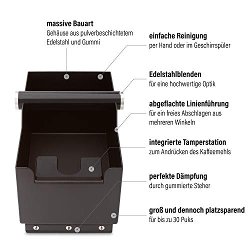 MELOX - XL 2-in-1 Abschlagbehälter für Siebträger mit Tamper-Station Edelstahl - Kaffee & Espresso Siebträger Abklopf… – Bild 4