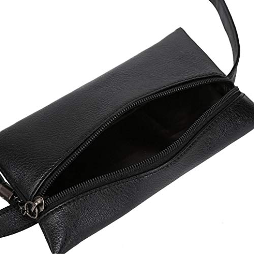 Sunshinehomely Fashion Women Girls Pure Color Tassel Leather Waist Pack Bags Handbag Messenger Shoulder Bag Chest Bag (Black)