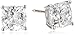 Amazon Collection Platinum Plated Sterling Silver Cushion Cut Cubic Zirconia Stud Earrings