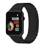 VELSENX Wrist Band for 42mm Apple Watch, Stainless Steel Metal Replacement Bands with Double Button Folding Clasp, Link Remover Included (Black)