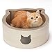 Necoichi Cat-Headed Scratcher Bed (Birch, Regular) | Cardboard Cat Scratcher Bowls for Indoor Cats - Cat Scratching Board, Cat Scratch Pad Reversible Usability and Extra Comfort for Lounge