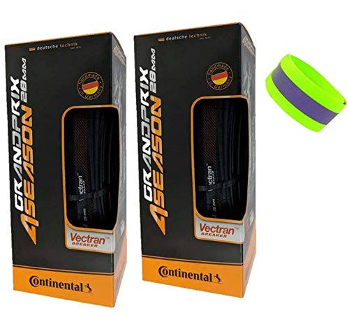 Bike A Mile Continental Grand Prix 4 Season Road Bike Tires Set of Folding Bicycle Tire with Reflective Safety Armband