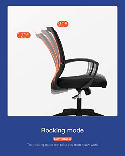 OffiClever Mesh Backrest Wheels Ergonomic Lumbar Support and Fully Adjustable Executive Office Chair, Black - Image 2