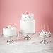 Amalfi Decor Cake Stand with Glass Tops, Round Metal Pedestal Holder with Crystals, Silver, Set of 3