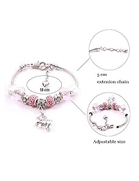 JACKY CHARMING Pink Unicorn Crystal Zircon Necklace and Charm Bracelet Bangle Set for Women Girls Jewlery Birthday Gift