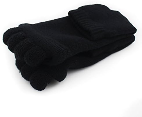 Bcurb Comfy Toes Foot Alignment Socks Five Toe Separator Socks Toe Spacer Stretch Tendon Feet Pain Relieve Relaxing Comfort (Black)