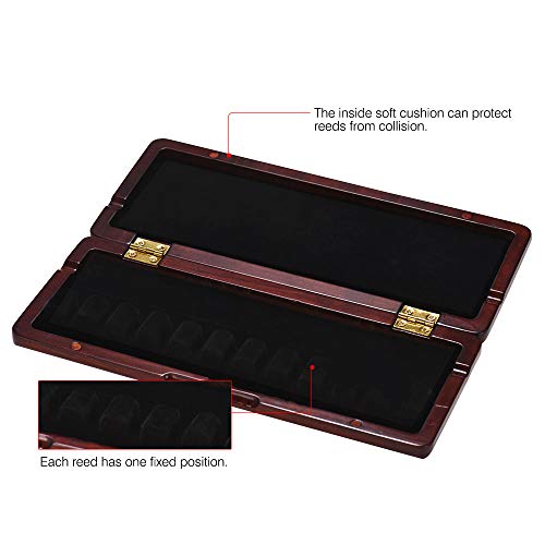 Wooden Reed Case with Inner Soft Cloth Instrument Accessories Container Reeds Holder Storage Box for 11pcs Bassoon Reeds Redwood