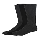 Dockers Men's 3 Pack Cushion Comfort Sport Crew Socks - Big & Tall, Black/Charcoal, 13-15 Sock/12-15 Shoe