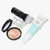 LAURA GELLER Face The Day Kit: Balance n Brighten, Porcelain + Spackle Makeup Primer, Hydrate + Retractable Airbrush Kabuki Brush
