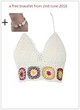 Doinshop Women Top Cami Tank Crochet Bralette Knit Beach Lace Bra (white)