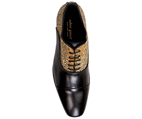Asher Green Mens Genuine Leather and Glitter Encrusted Cap Toe, Lace up Oxford Dress Shoe, Style AG900