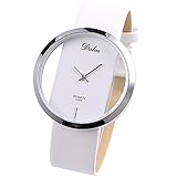 Dalas White Leather Transparent Dial Fashion Lady Girl Wrist Quartz Watch Gift WAA025