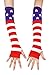 Bienvenu Women's Extra Long Striped Socks Glove Set Over Knee High Opaque Stockings,Red Blue