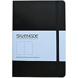 Siwengde Blank / Plain / Sketch Journal Notebook Large (A5,145x210mm) 5.7"x8.27" 160Pages Premium Thick Smooth Paper 100gsm Ink-proof (Black)