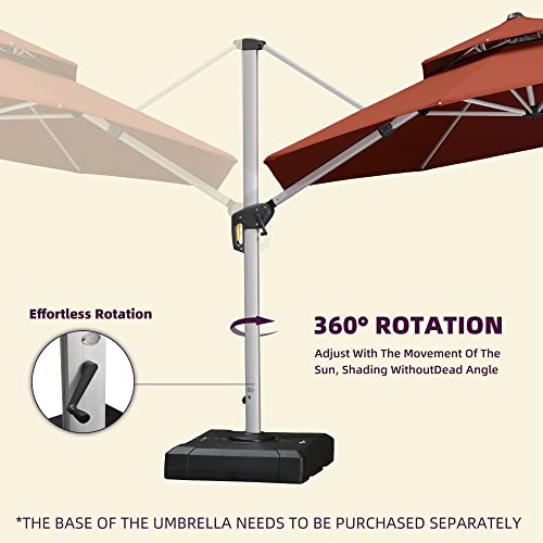 PURPLE LEAF 12 Feet Double Top Round Deluxe Patio Umbrella Offset
