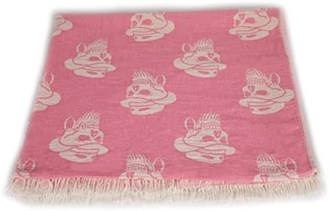Peshtemal Turkish Bath Towels 37x70 %100 Organic Cotton 12.7 oz - Skull Series (Pink)