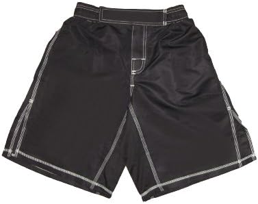 Woldorf USAMMA Board Shorts Black with White Stitching Size L NO Logo Fitness Gym Equipment Grappling, Kickboxing Shorts, Fighting Shorts, Muay Thai Training Shorts