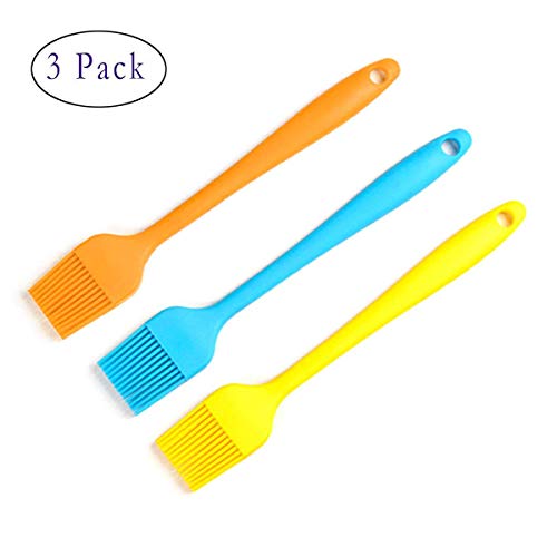 Morenitor Silicone Grill Brush [3 Pack], Good Grips Silicone Basting High Heat Resistant Pastry Brush With Hanging Hole Design, 8.3 Inches