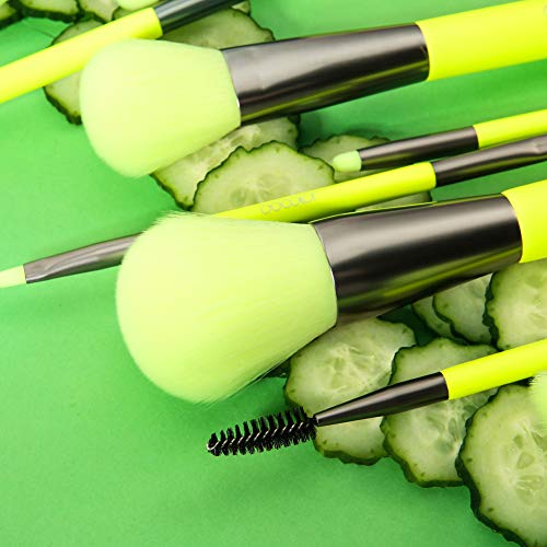 image for Docolor Makeup Brushes 10 Piece Neon Green Makeup Brush Set Premium Sy