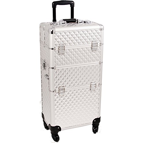 SUNRISE Makeup Case on Wheels 2 in 1 Hair Stylist Organizer, 4 Wheel