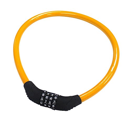 Sanwo Security Bike Lock 4 Digit Resettable Combination Cable Lock for Bicycle , 2 Feet x 1/2 Inch (Orange)