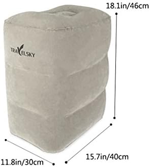 Travel Pillows for Airplanes, Inflatable Pillow for Leg/Foot Rest, Inflatable Adjustable Height Multi-function Pillow for Kids/ Adults/ Oldman, Suitable for Train Travel/Ride (Grey in three layers)