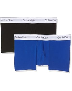 Calvin Klein 2-Pack Modern Luxe Cotton Boxer Trunks, Black / Prussian Blue