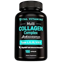 Vital Vitamins Multi Collagen for Women & Men - Type I, II, III, V, X - Grass Fed, Non-GMO - 150 Capsules