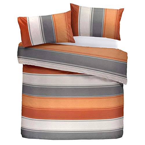 Fusion Betley Stripe Reversible Duvet Cover Set, Spice, King