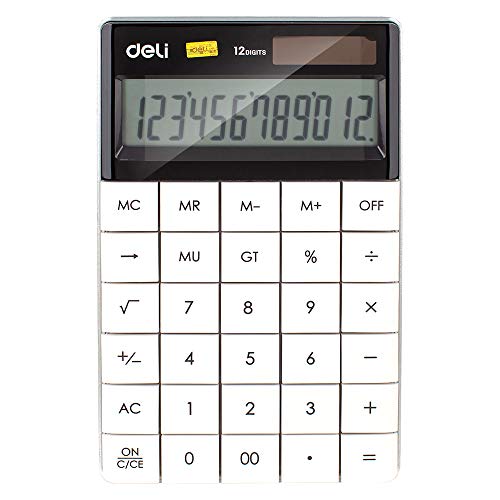 deli W1589 Modern Compact Calculator 12 Digit, White