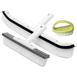 The Lazy Sharks Pool Cleaning Brush, Set of 3, Swimming Pool Brush Head for Cleaning Pool Walls, Cleaning Scrub Brush, Sizes 18, 10 Inches