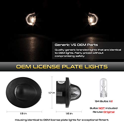 VIPMOTOZ OE-Style License Plate Light Tag Lamp Housing Assembly Replacement For Ford F-150 F-250 F-350 Superduty Ranger Pickup Truck Explorer Bronco Excursion Expedition