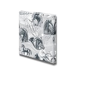 Seamless Pattern Design with Old Etching Horses and...