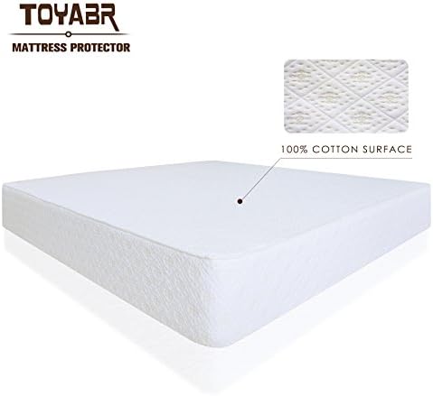 TOYABR Deluxe Quality 100% Cotton Surface Hypoallergenic Breathable Mattress Protector - Dust Mite and Bed Bug Proof Mattress Cover-Soft Quilted Mattress Pad (Full, White)
