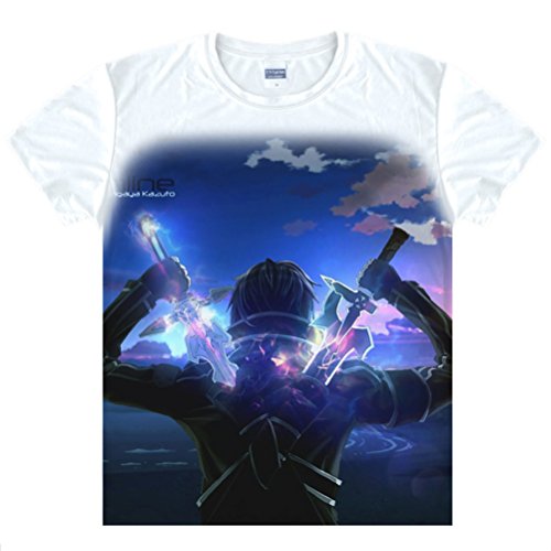 Rain's Pan Anime Sword Art Online Kazuto Kirigaya Kirito Asuna Cosplay T Shirt