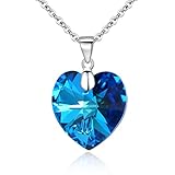 EleQueen 925 Sterling Silver Heart of Ocean Titanic Inspired Pendant Necklace Adorned with Swarovski Crystals
