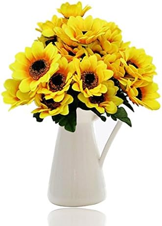 Artificial Sunflower,Govine Artificial Flowers fake flowers For Home Decoration Wedding Decor,7 Flowers Per Bunch, 4 Bunches Per Pack