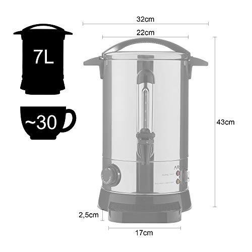 Arebos Glühweinkocher 950 W | HeiÃgetränkespender | 6,8 L | mit Auffangschale, Auslasshahn, Thermostat und Ãberhitzungsschutz | Temperatureinstellung von 30-110°C – Bild 8